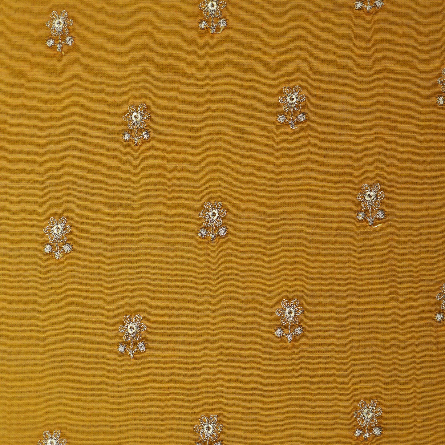 Yellow Color Chanderi Booti Fabric