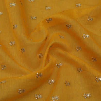 Yellow Color Chanderi Booti Fabric