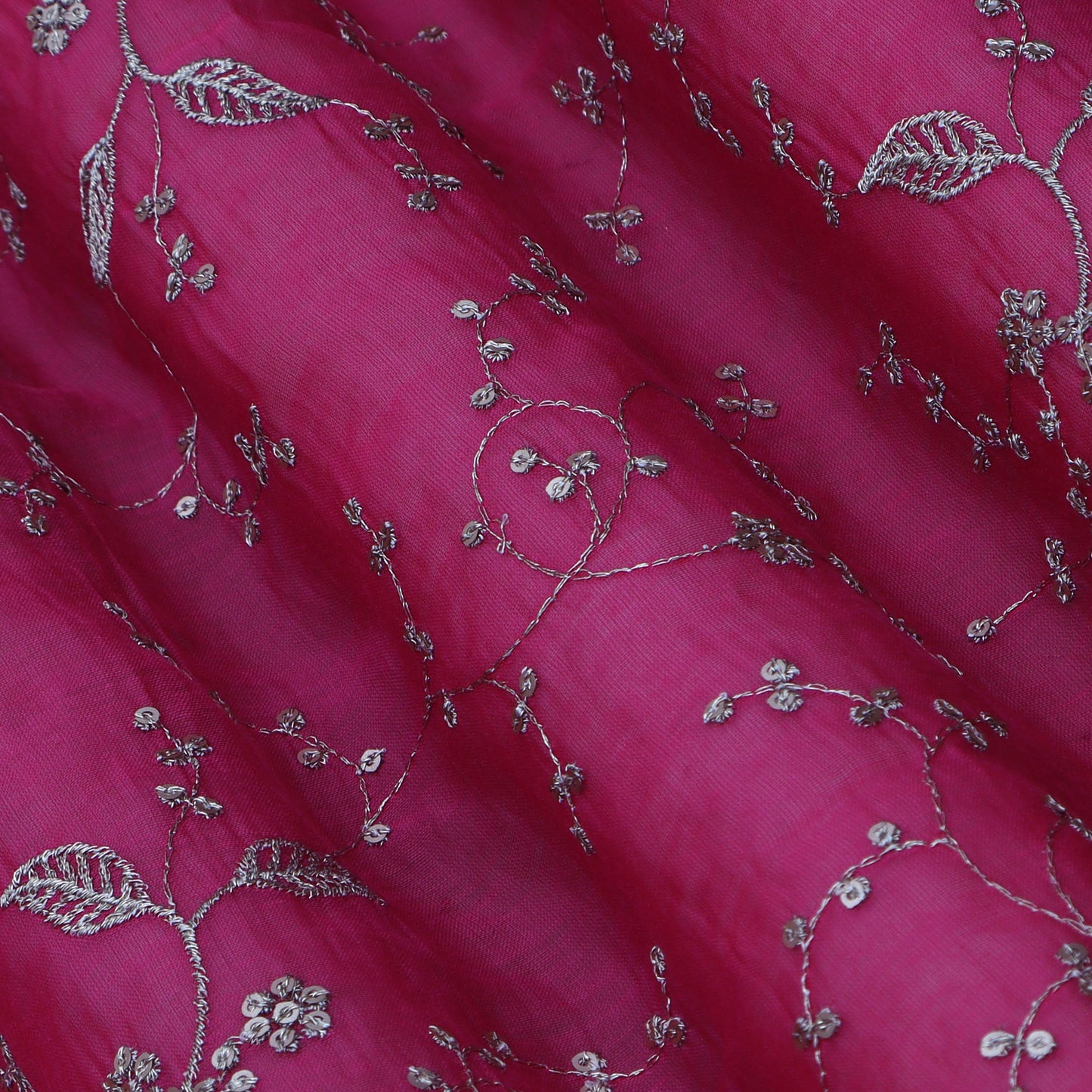 Rani Color Chanderi Embroidery Fabric