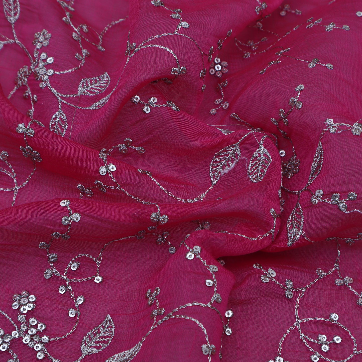 Rani Color Chanderi Embroidery Fabric