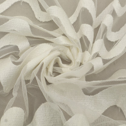 White Color Net Embroidery Fabric