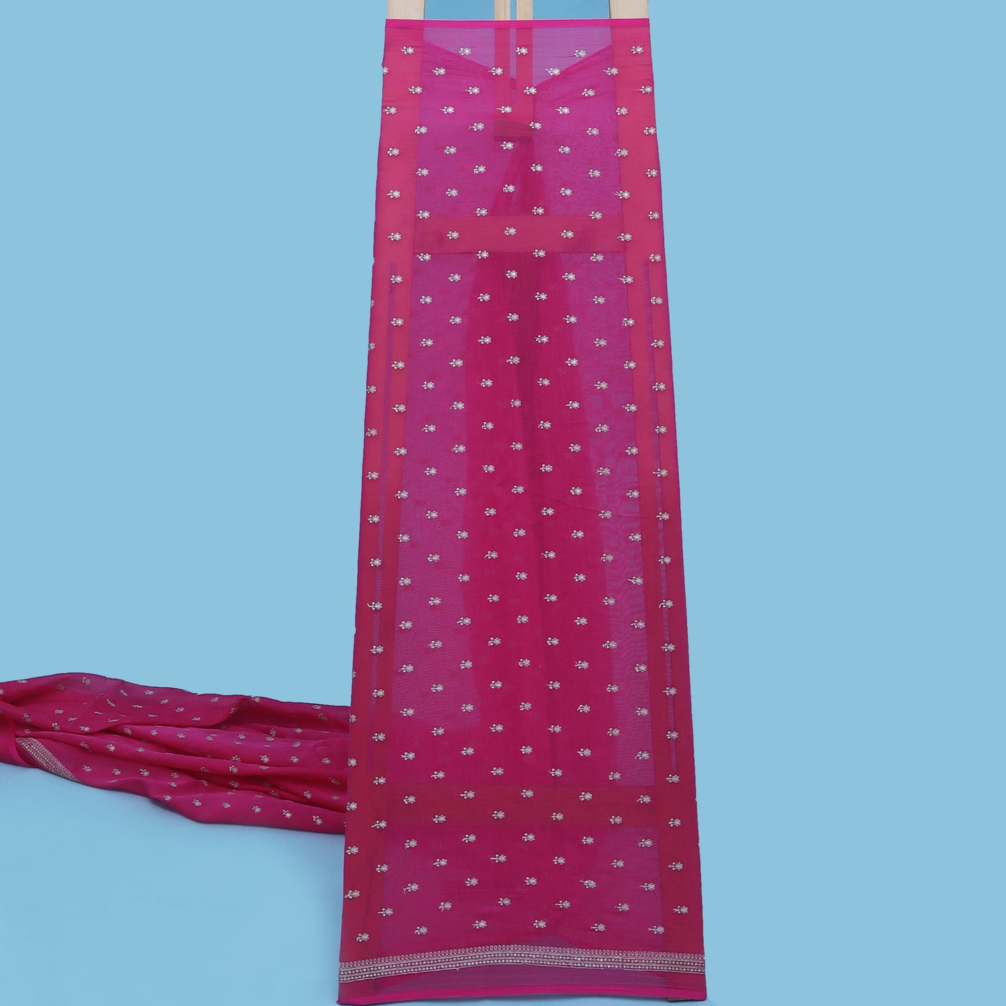 Rani Color Chanderi Booti Fabric