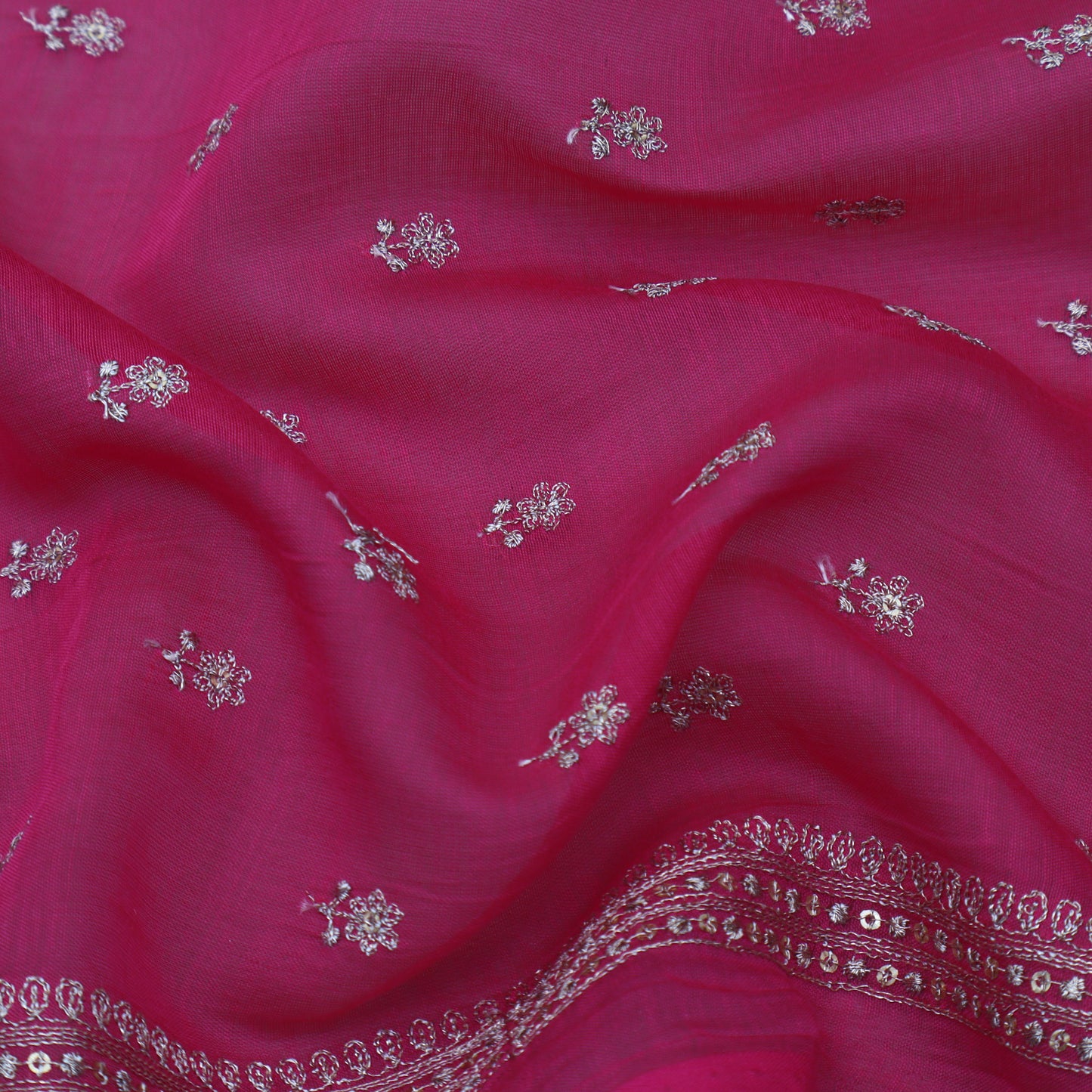 Rani Color Chanderi Booti Fabric