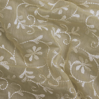 Colored Color Chanderi Embroidery Fabric