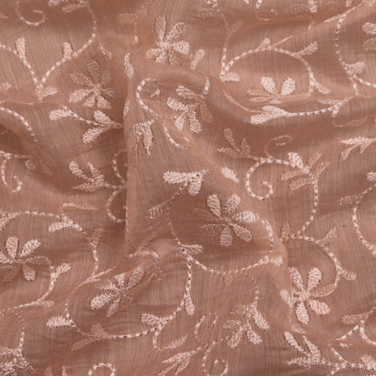 Colored Color Chanderi Embroidery Fabric