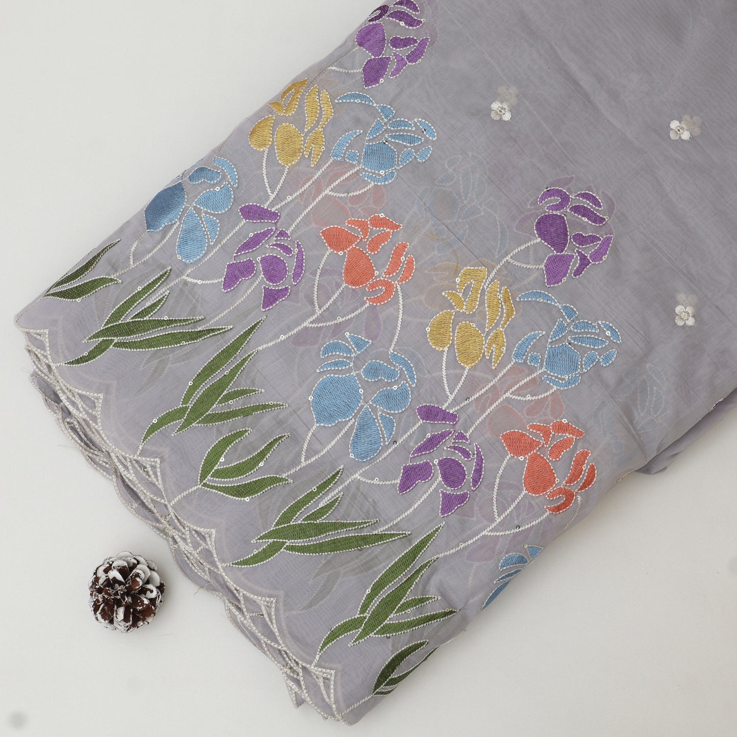 Mul Chanderi Embroidery Fabric