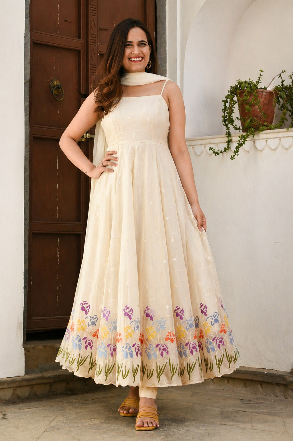 Mul Chanderi Embroidery Fabric