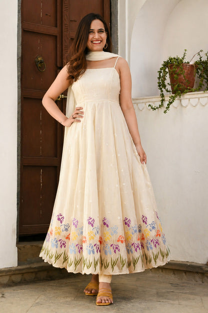 Mul Chanderi Embroidery Fabric