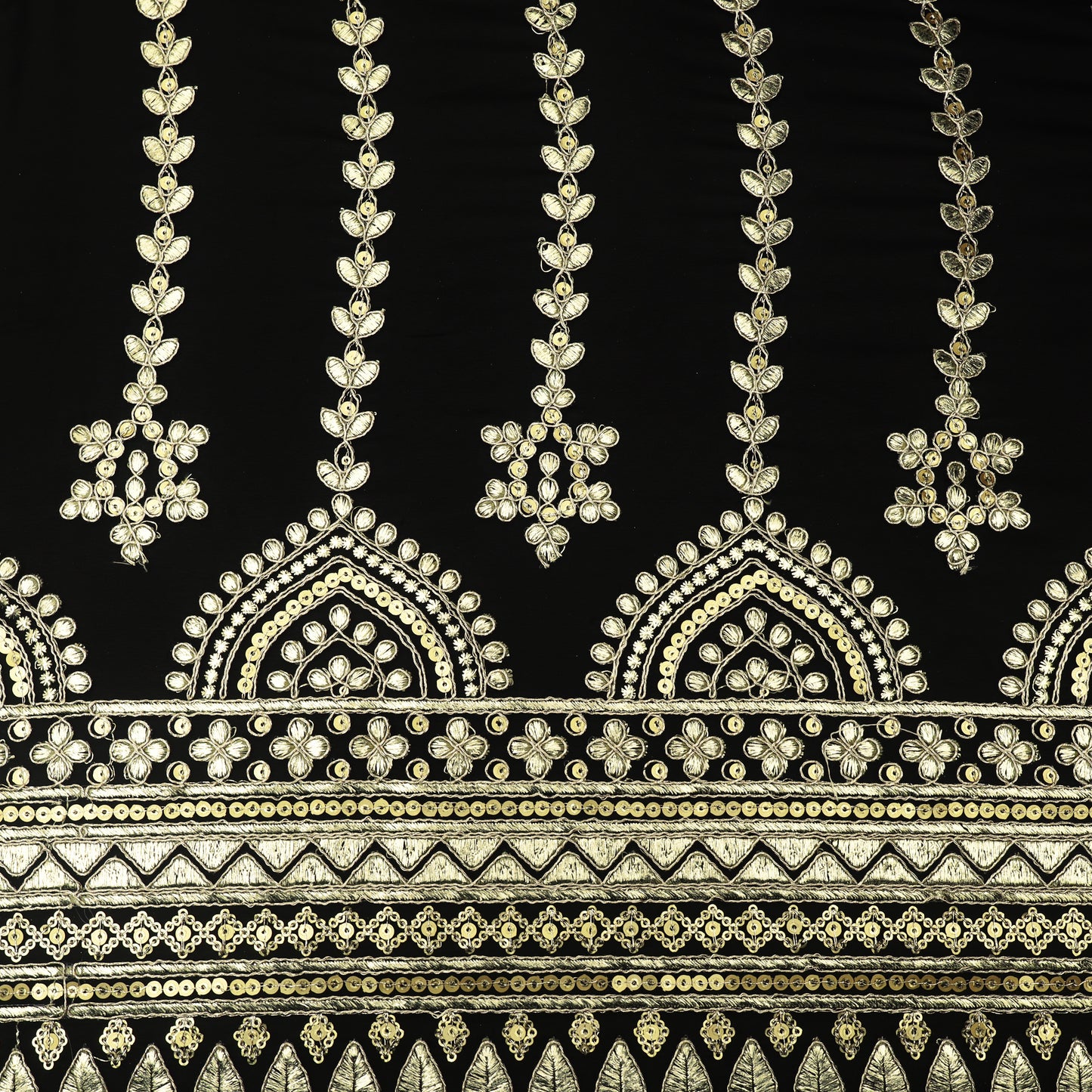 Black Color Georgette Embroidery Fabric