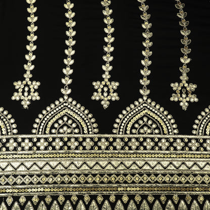 Black Color Georgette Embroidery Fabric