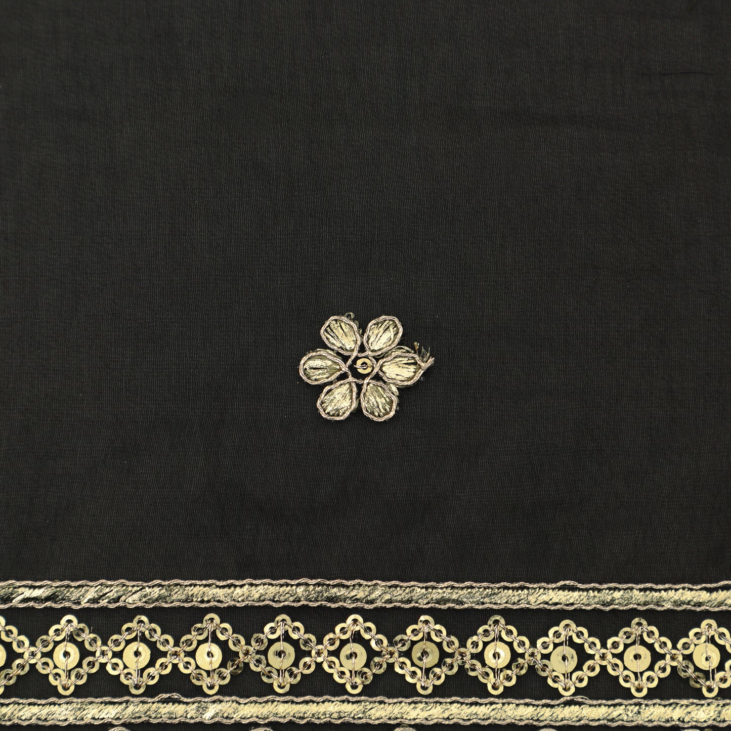 Black Color Organza Border Embroidery Fabric