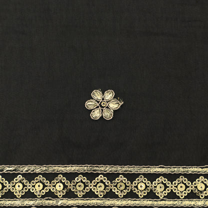 Black Color Organza Border Embroidery Fabric