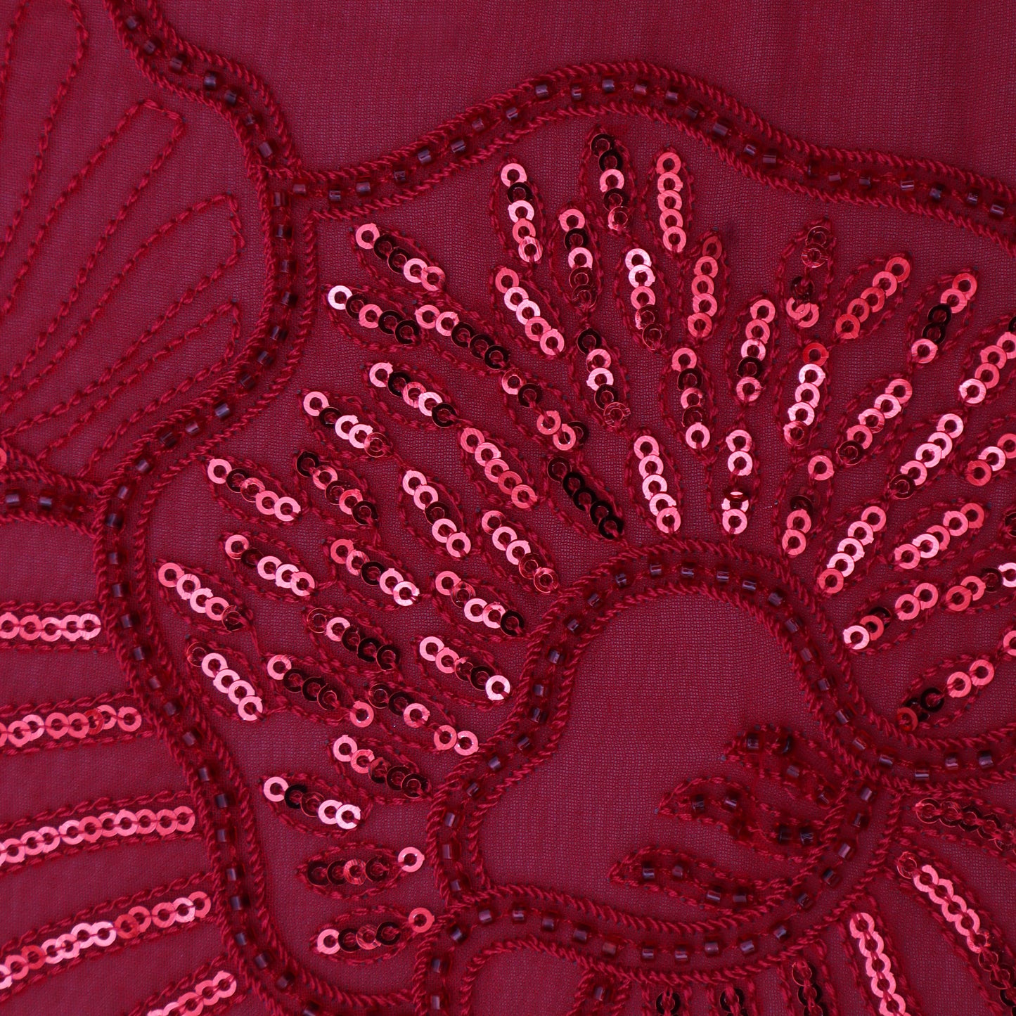 Red Color Georgette Embroidery Fabric