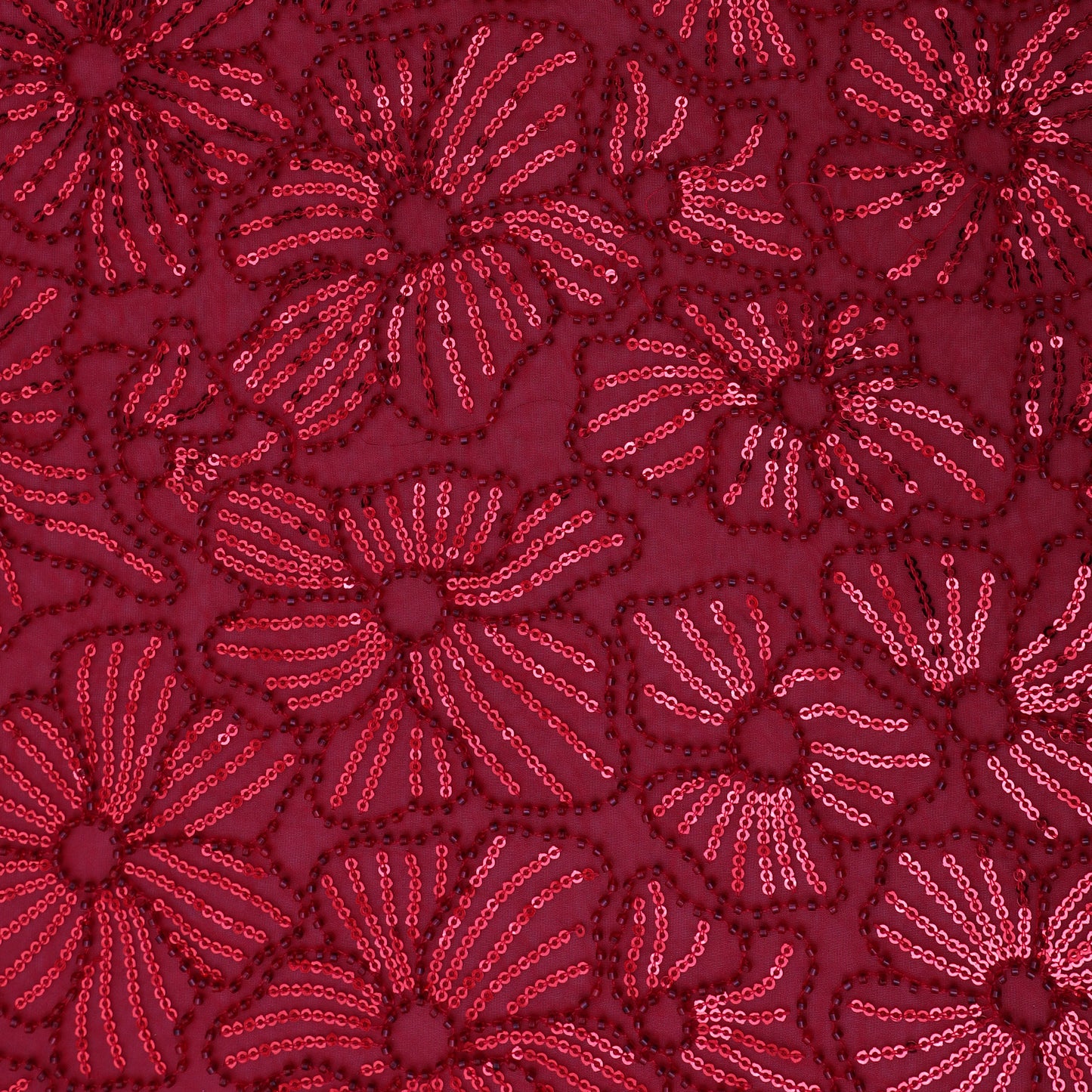 Red Color Georgette Embroidery Fabric