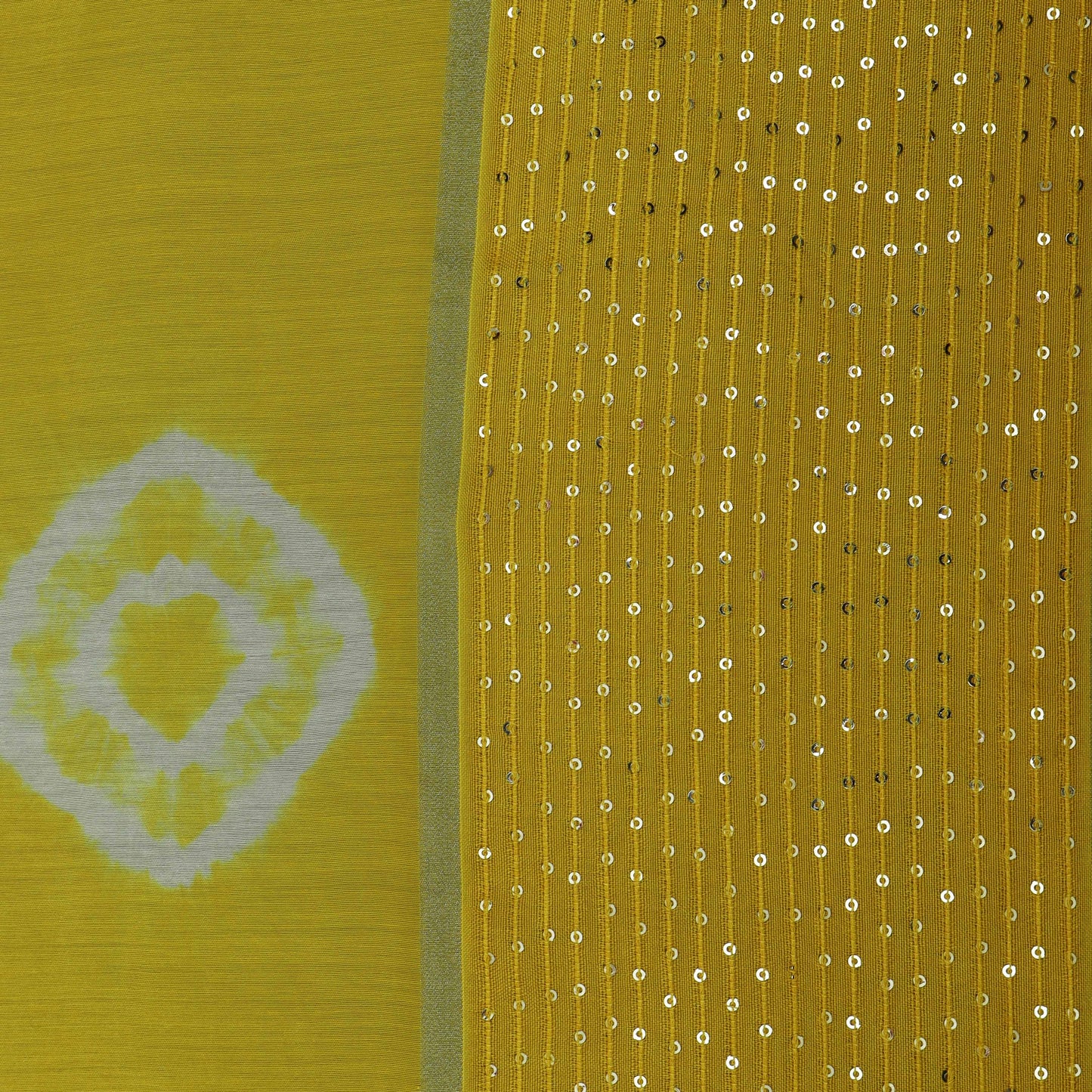 Yellow Color Malai Chanderi Embroidery Fabric