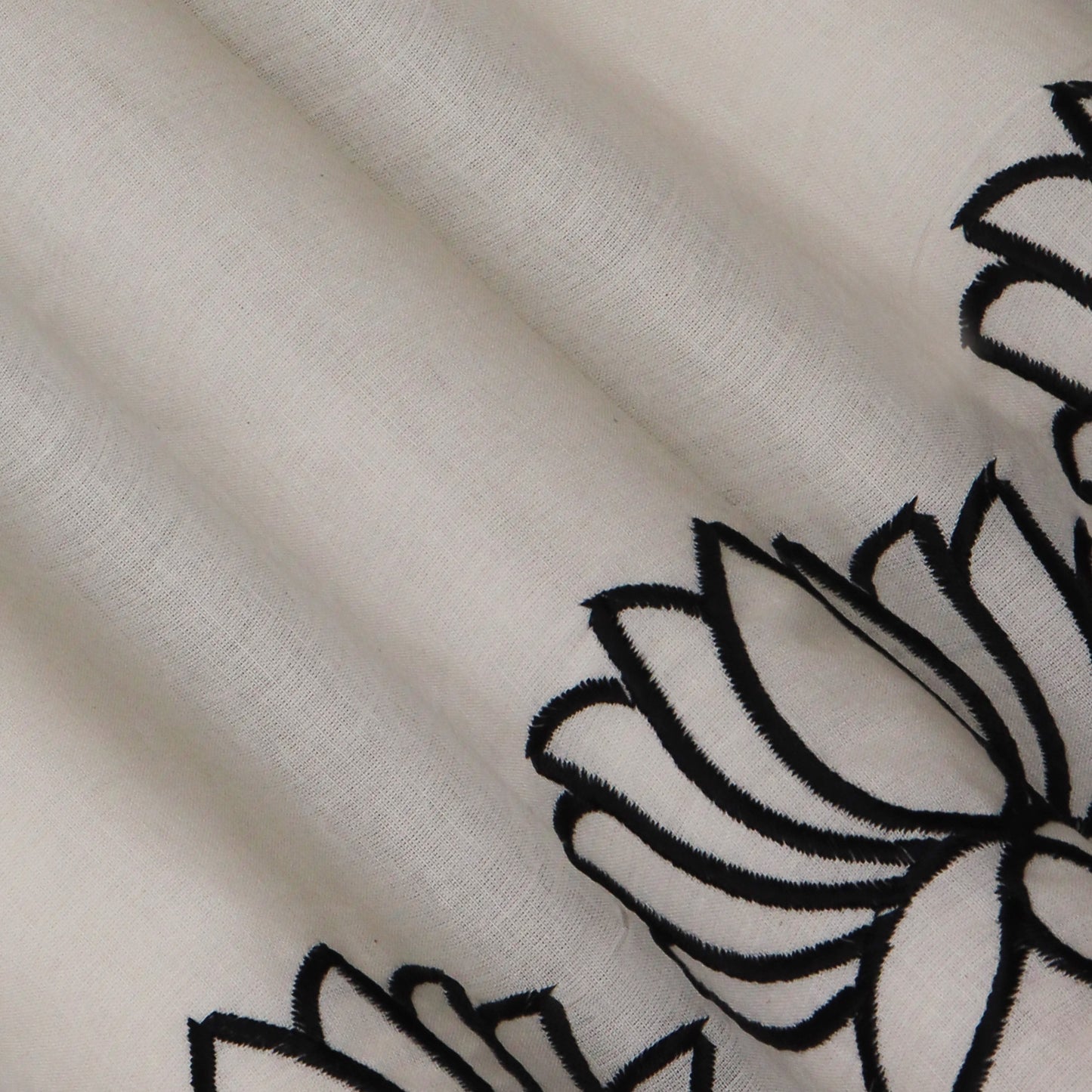 Off White Color Kora Cotton Embroidery Fabric