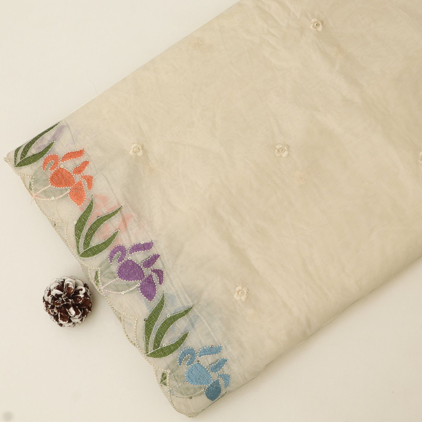 Mul Chanderi Embroidery Fabric