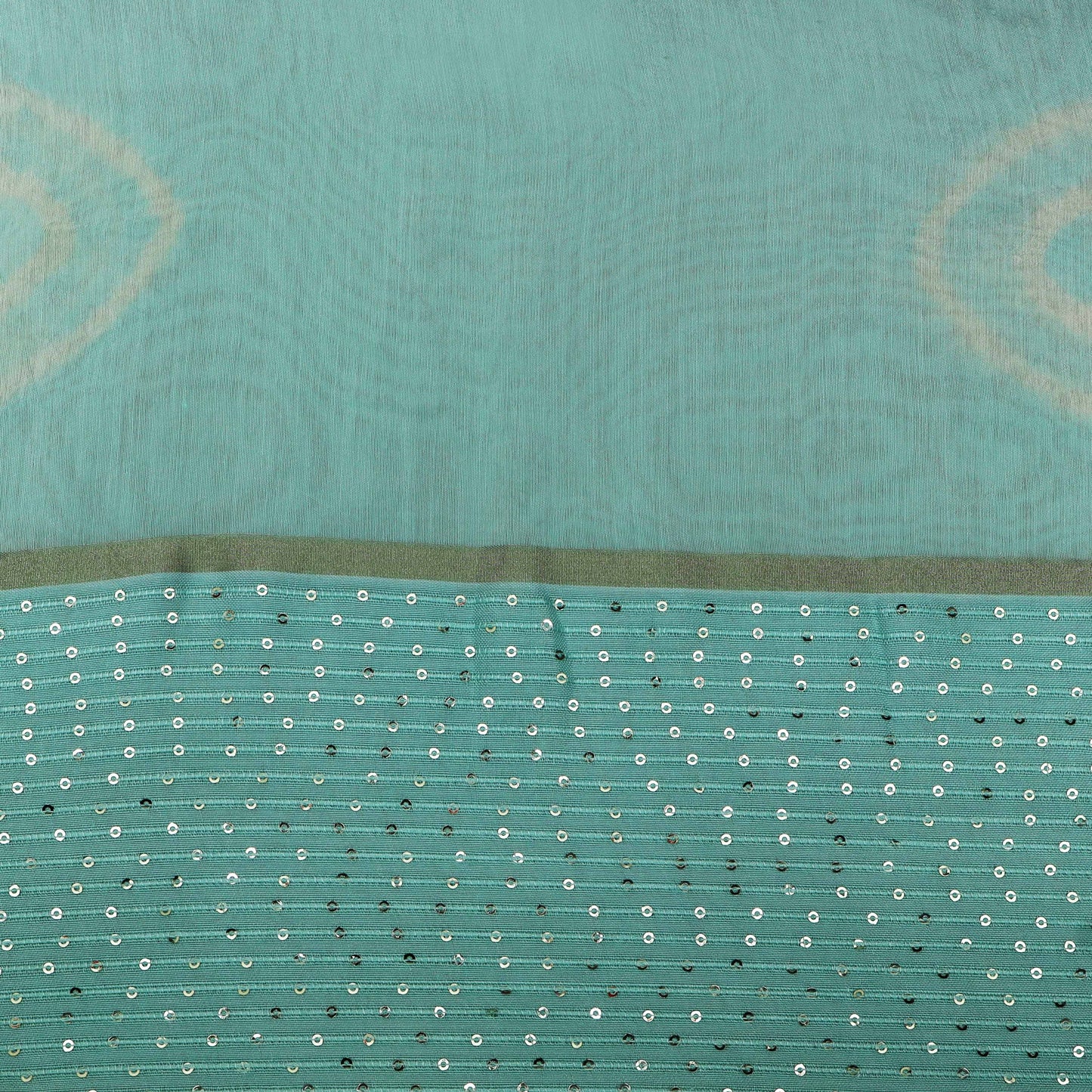 Sea Green Color Malai Chanderi Embroidery Fabric