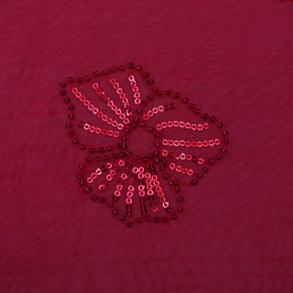 Red Color Georgette Embroidery Fabric