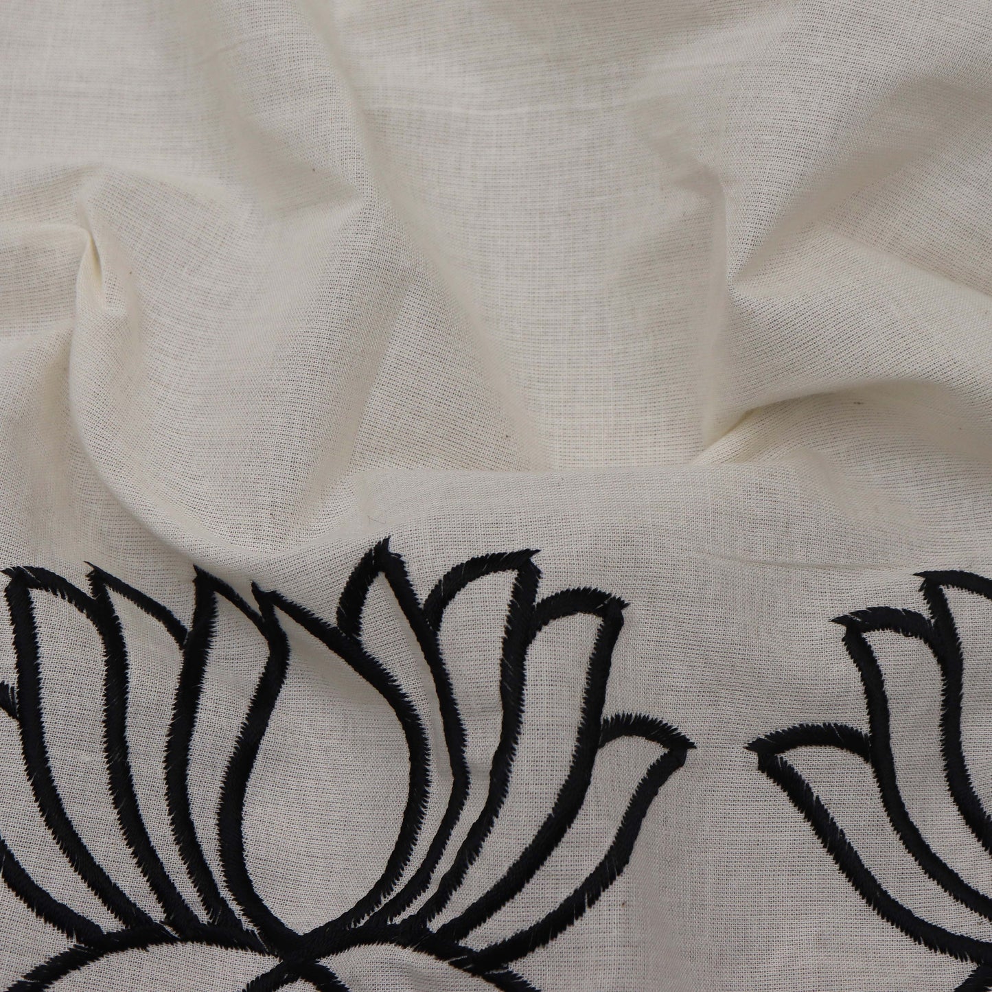 Off White Color Kora Cotton Embroidery Fabric