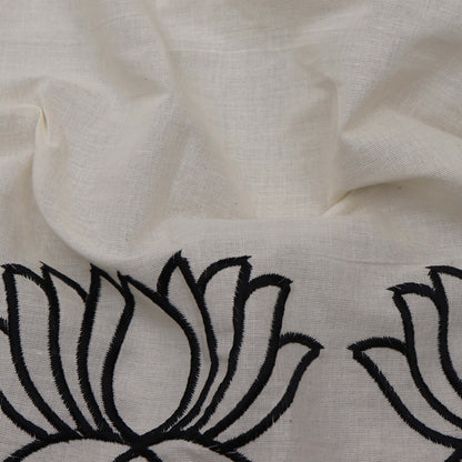 Off White Color Kora Cotton Embroidery Fabric