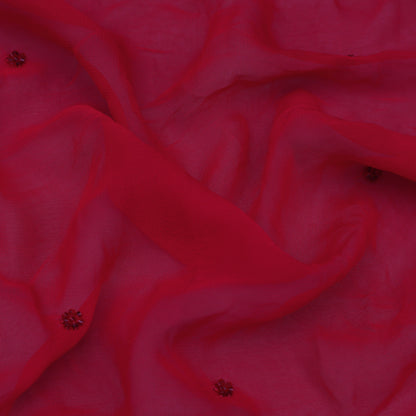 Red Color Georgette Embroidery Fabric