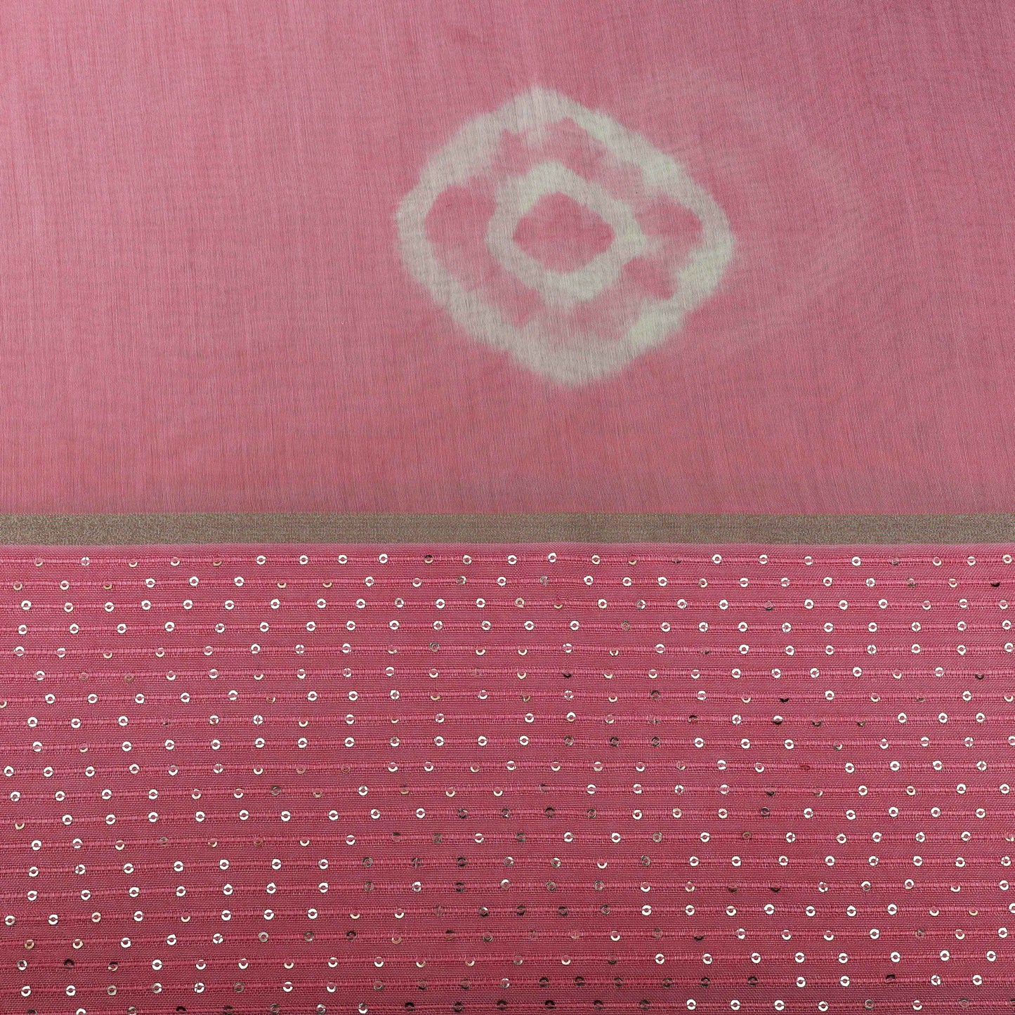 Pink Color Malai Chanderi Embroidery Fabric