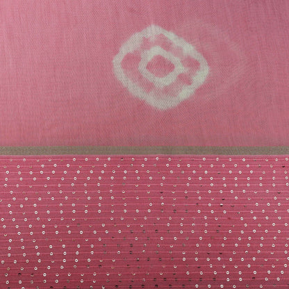 Pink Color Malai Chanderi Embroidery Fabric