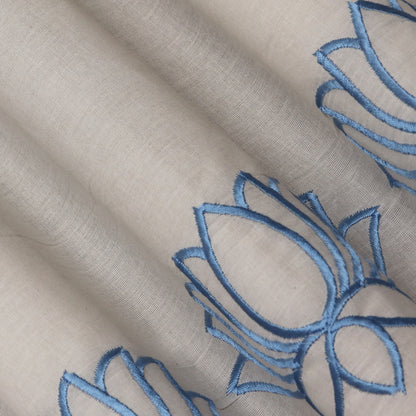 Off White Color Kora Cotton Embroidery Fabric