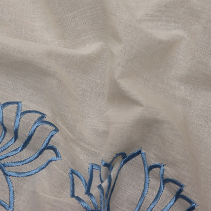 Off White Color Kora Cotton Embroidery Fabric