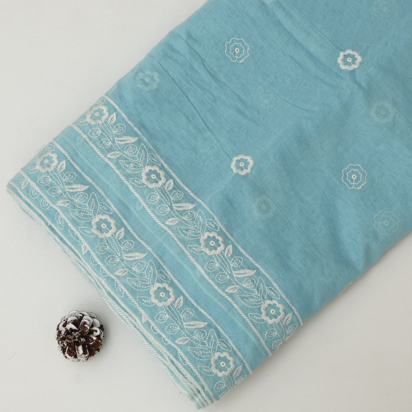 Mul Chanderi Embroidery Fabric