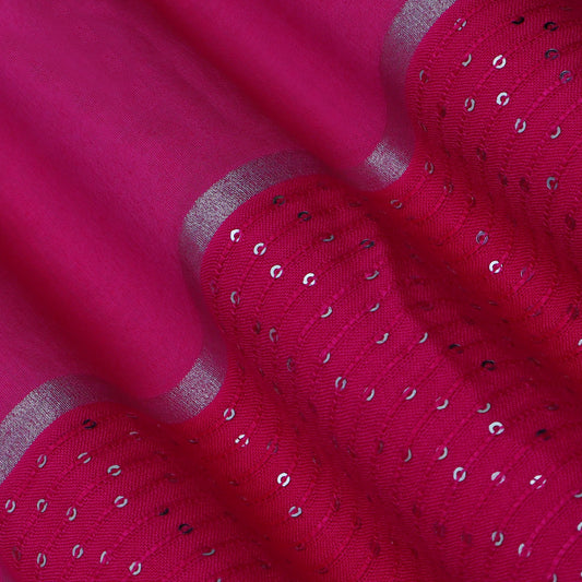 Rani Color Malai Chanderi Embroidery Fabric