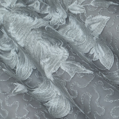 Grey Color Organza Embroidery Fabric