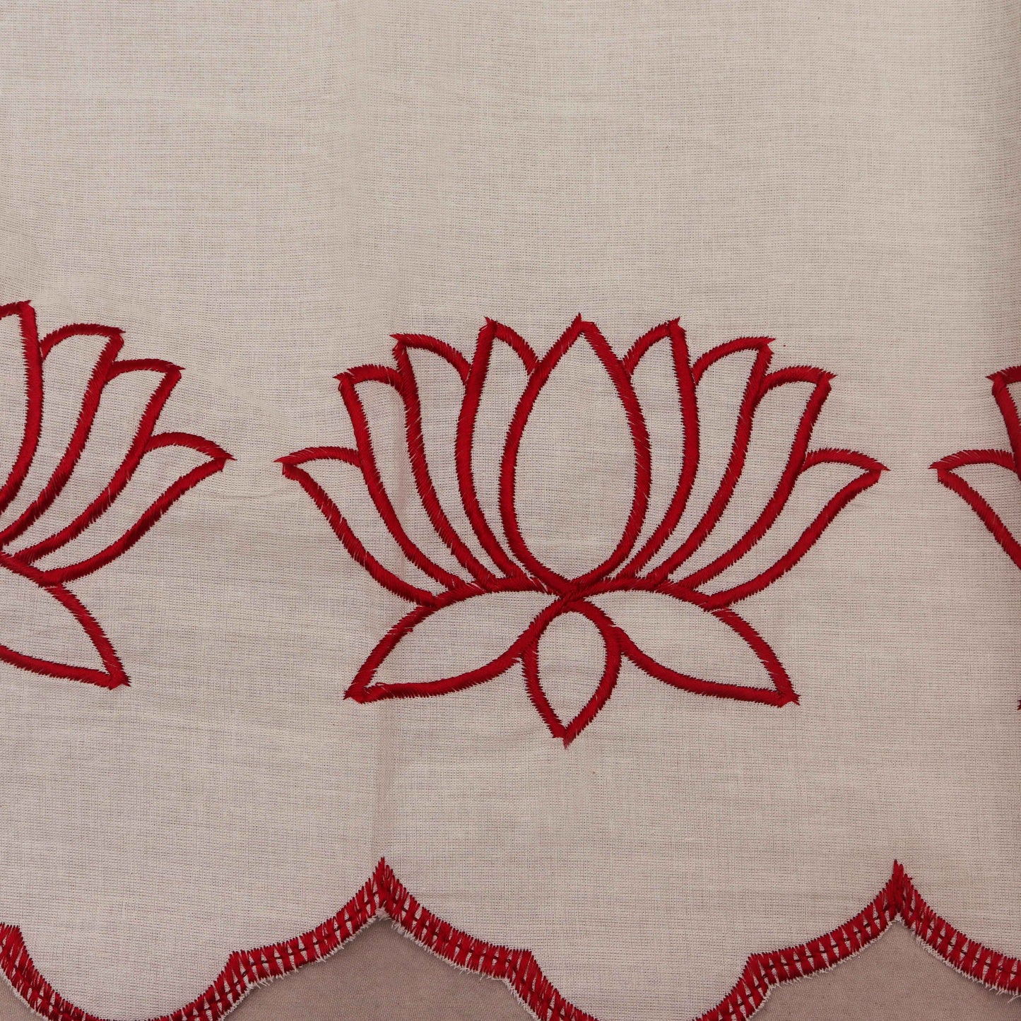 Off White Color Kora Cotton Embroidery Fabric