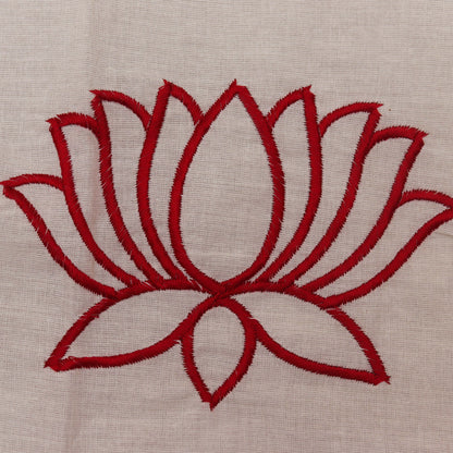 Off White Color Kora Cotton Embroidery Fabric