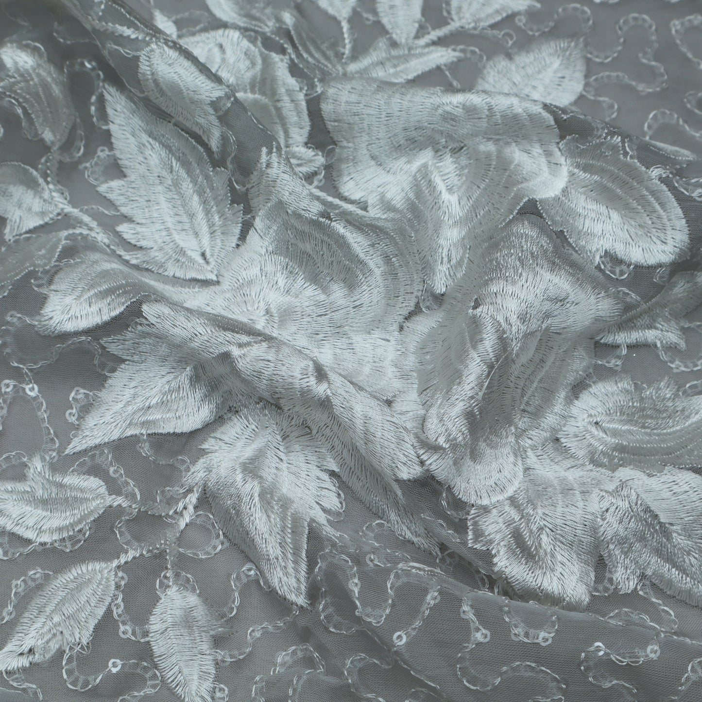 Grey Color Organza Embroidery Fabric