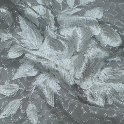 Grey Color Organza Embroidery Fabric