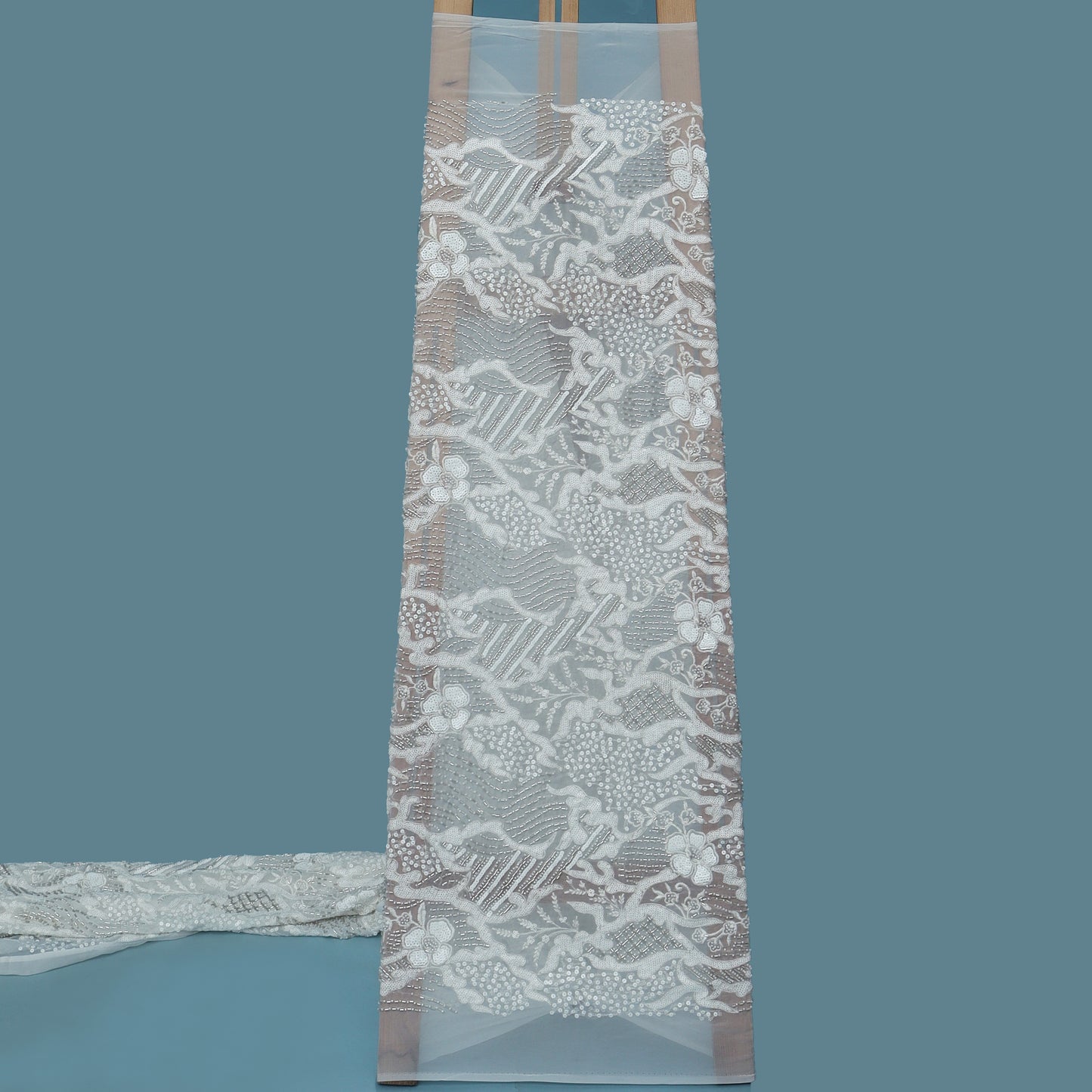 White Color Georgette Embroidery Fabric