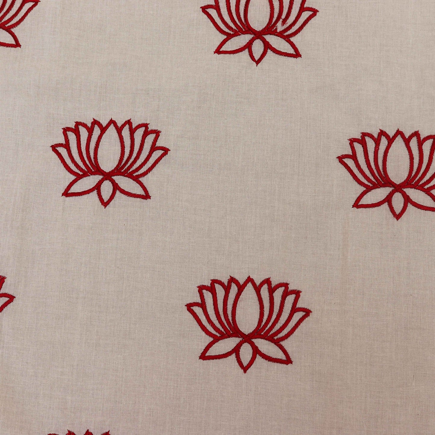 Off White Color Kora Cotton Embroidery Fabric