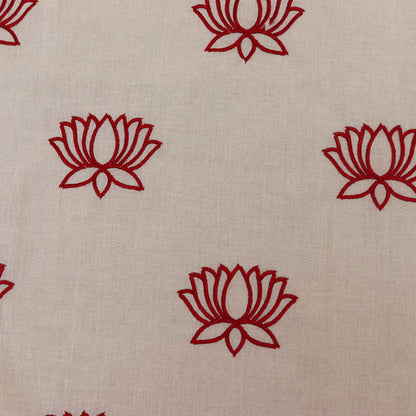 Off White Color Kora Cotton Embroidery Fabric