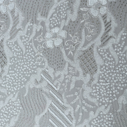 White Color Georgette Embroidery Fabric