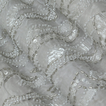 White Color Georgette Embroidery Fabric