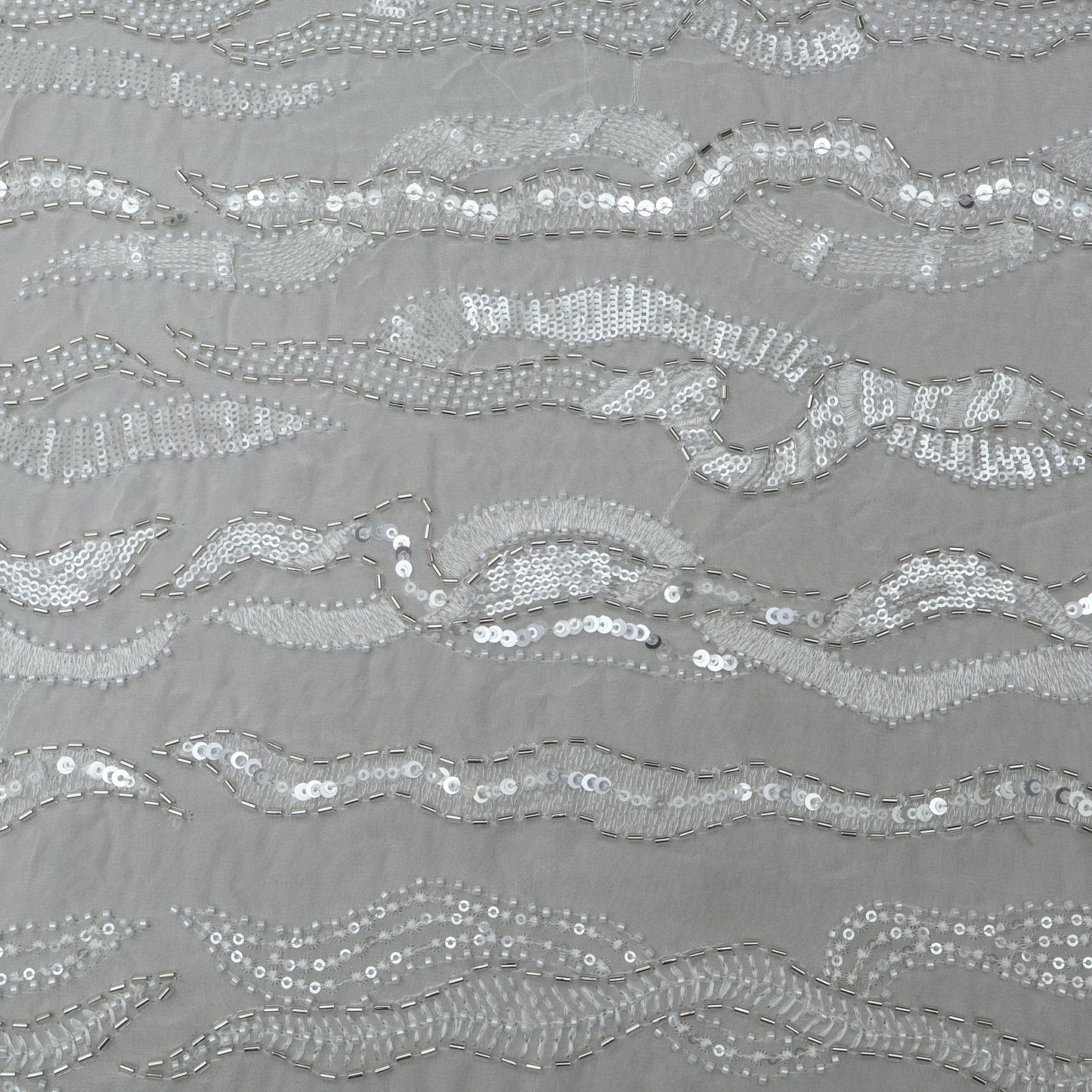 White Color Georgette Embroidery Fabric