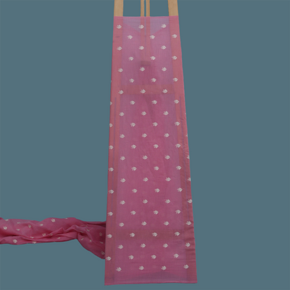 Pink Color Chanderi Booti Fabric