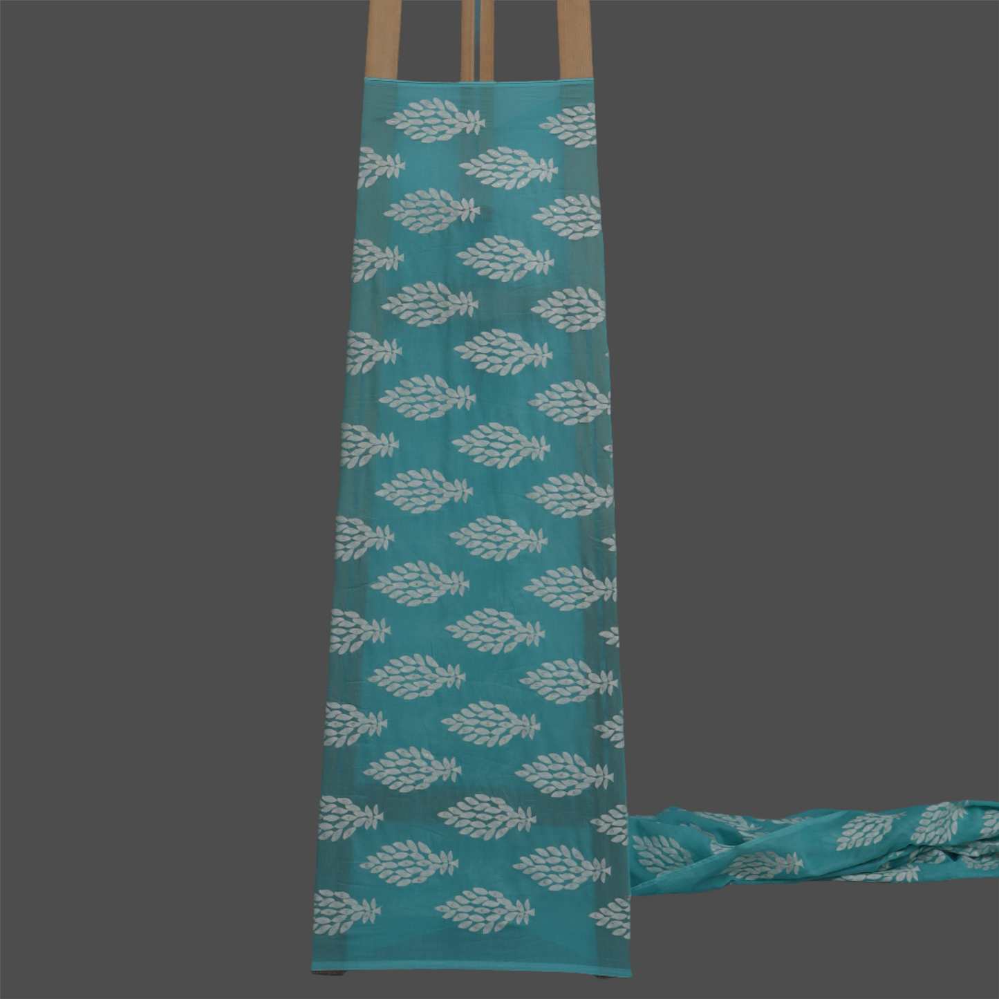 Rama Green Color Chanderi Silk Embroidery Fabric