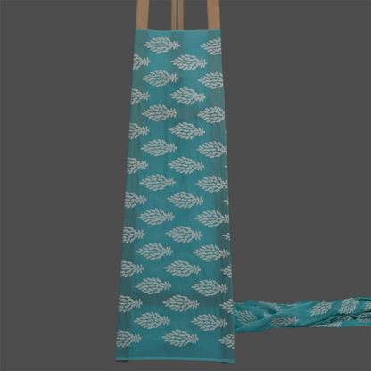 Rama Green Color Chanderi Silk Embroidery Fabric