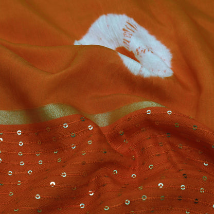 Rust Color Malai Chanderi Embroidery Fabric