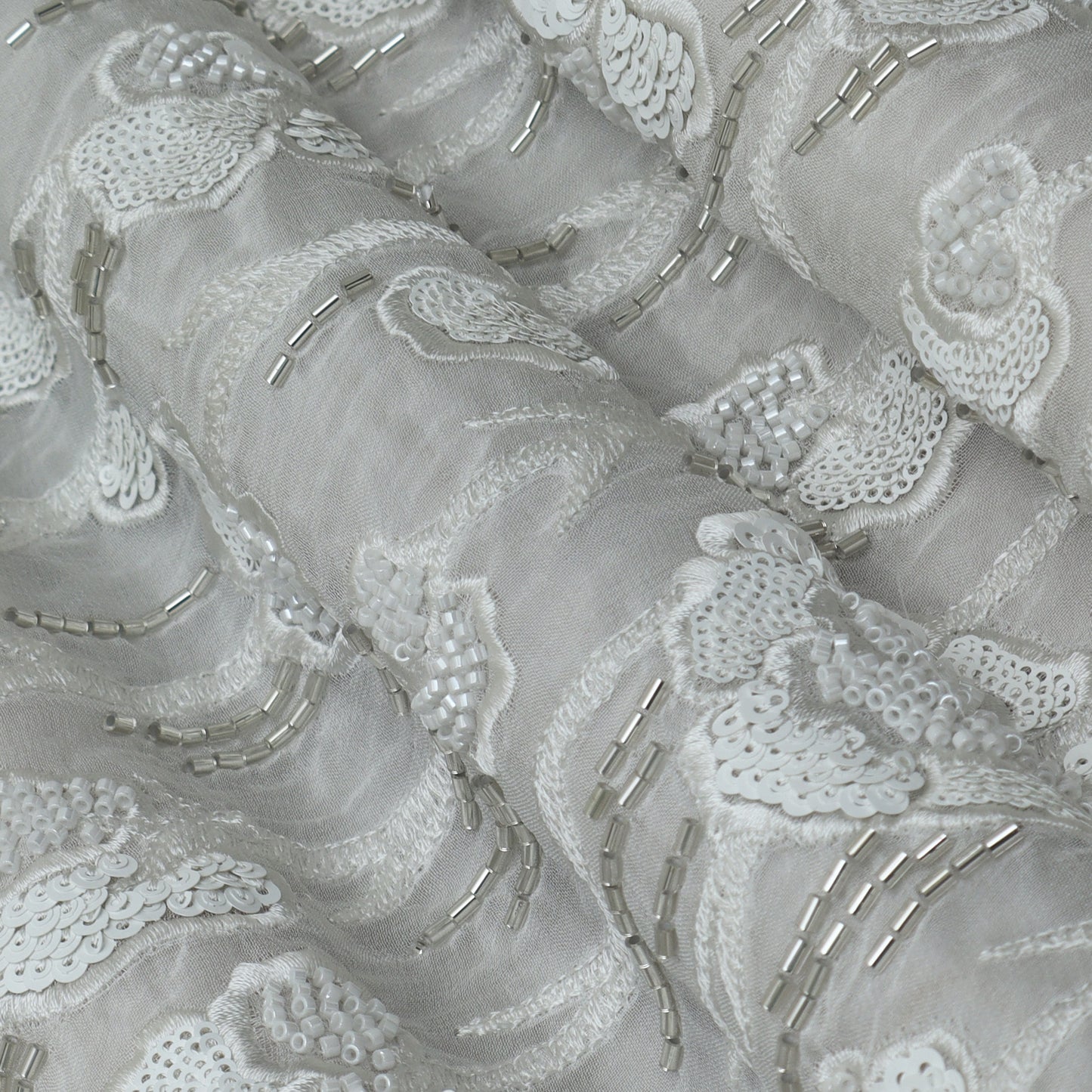 White Color Georgette Embroidery Fabric