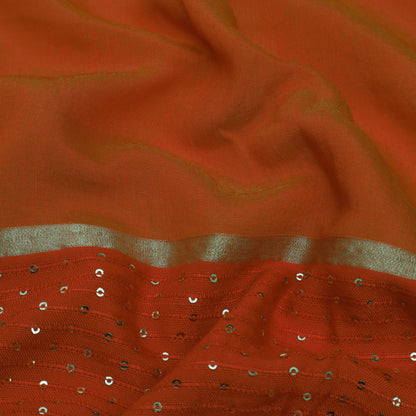 Rust Color Malai Chanderi Embroidery Fabric