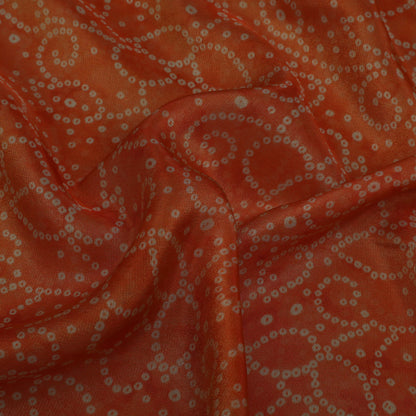 Orange Color Tissue Digital Print Fabric